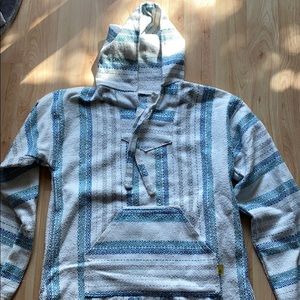 White and Blue Baja Hoodie
